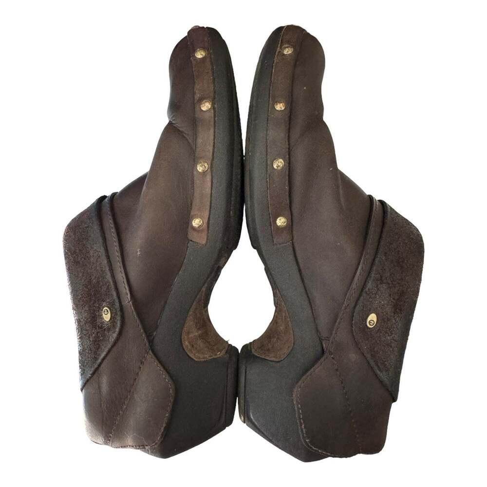 Merrell Luxe Wrap Chocolate Leather Studded Clog western Shoes size 8.5